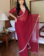 Most Stunning 1-Minute Ready To Wear Maroon Georgette Saree