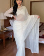 Exquisite 1-Minute Ready To Wear White Georgette Saree