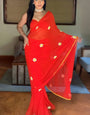 Breathtaking 1-Minute Ready To Wear Red Georgette Saree