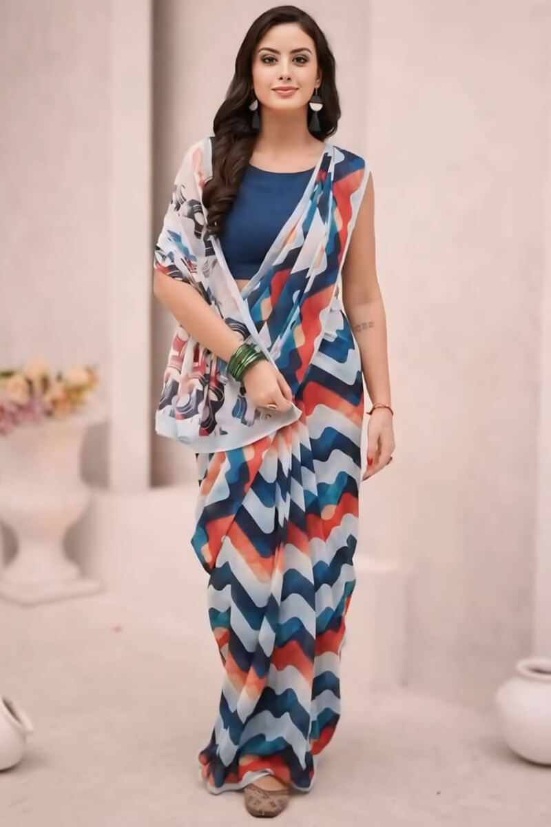 Impressive 1-Minute Ready To Wear Multicolor Georgette Saree