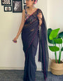 Serendipity 1-Minute Ready To Wear Black Georgette Saree