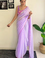 Alluring 1-Minute Ready To Wear Lavender Georgette Saree