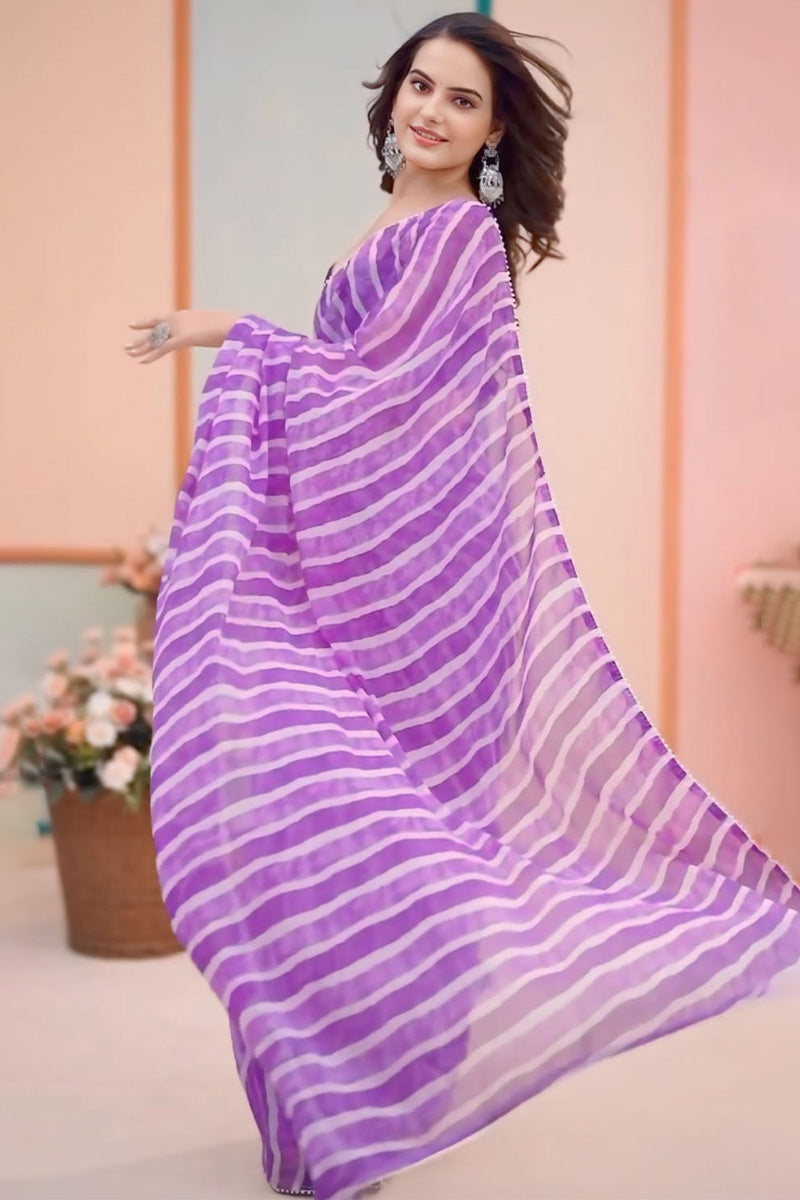 Desiring 1-Minute Ready To Wear Purple Georgette Saree