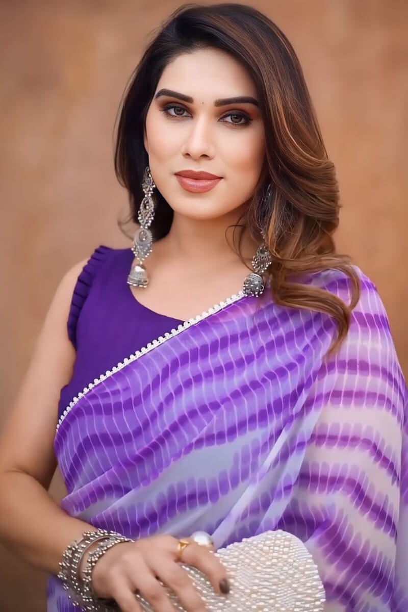 Deserving 1-Minute Ready To Wear Lavender Georgette Saree