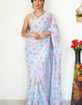 Jazzy 1-Minute Ready To Wear Sky Printed Satin Silk Saree