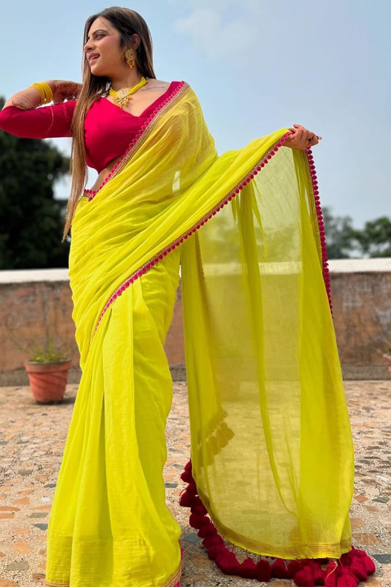 Flameboyant 1-Minute Ready To Wear Perrot Nylon Silk Saree