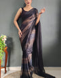 Appealing 1-Minute Ready To Wear Black Nylon Silk Saree