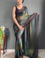 Unique 1-Minute Ready To Wear Dark Green Nylon Silk Saree