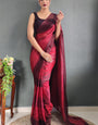 Prettiest 1-Minute Ready To Wear Maroon Nylon Silk Saree