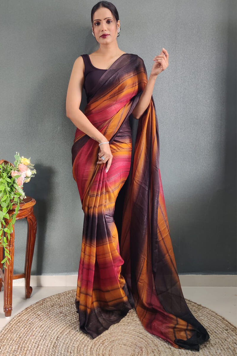 Angelic 1-Minute Ready To Wear Multicolor Nylon Silk Saree