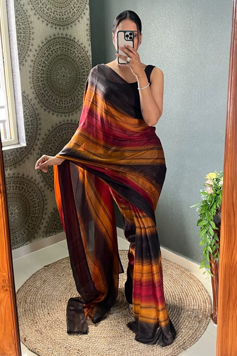 Angelic 1-Minute Ready To Wear Multicolor Nylon Silk Saree