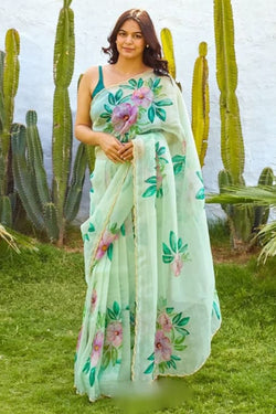 Jazzy 1-Minute Ready To Wear Pista Organza Silk Saree