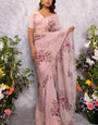 Precious 1-Minute Ready To Wear Baby Pink Organza Silk Saree