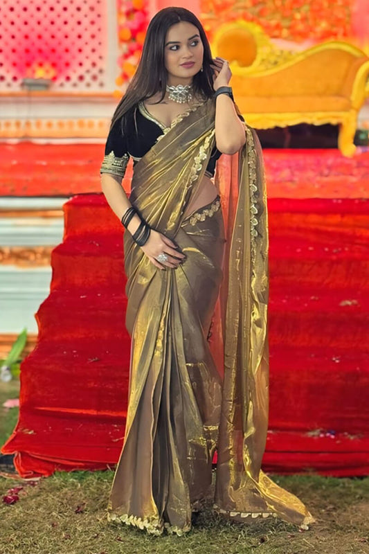 Adorable Green Fancy Silk Saree With Verdant Blouse Piece