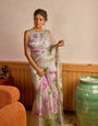 Resonant 1-Minute Ready To Wear Sky Organza Silk Saree