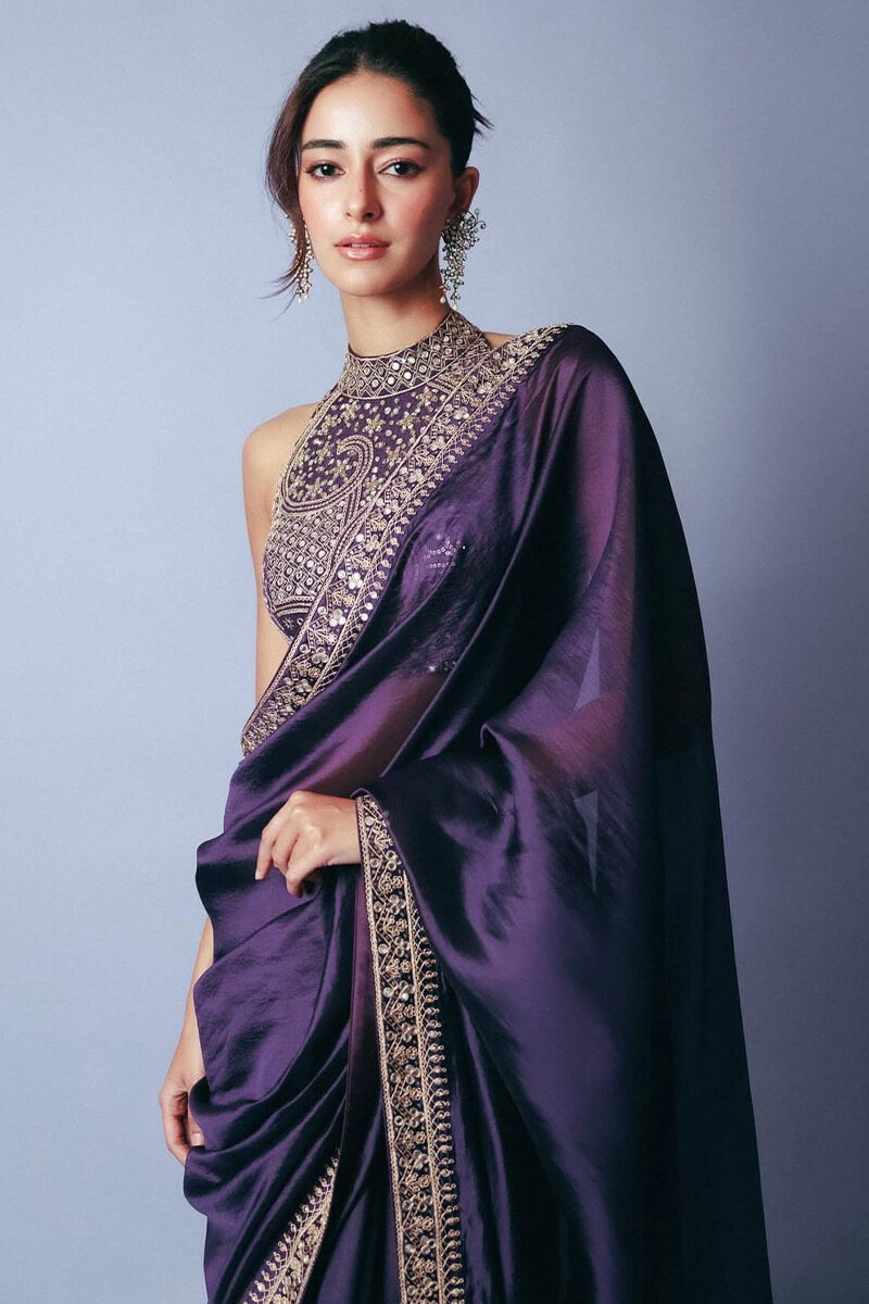 Flameboyant Purple Fancy Silk Saree With Designer Blouse Piece
