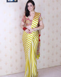Ephemeral Black & Yellow 1 Minute Ready To Wear Digital Printed Crape Silk Saree