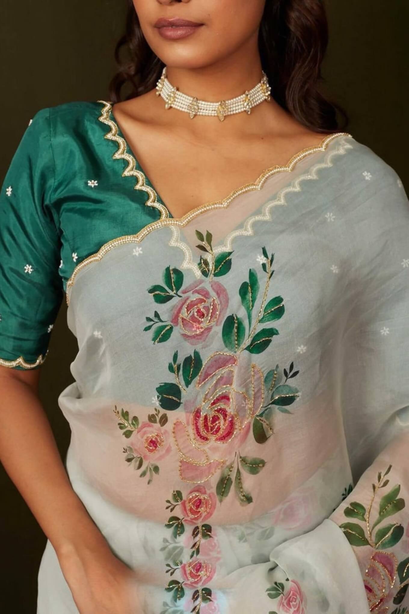 Sumptuous 1-Minute Ready To Wear Off White Organza Silk Saree