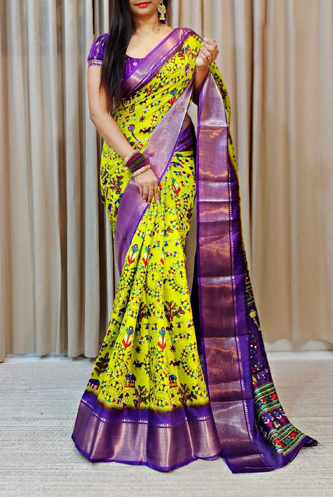 Whimsical Perrot Digital Printed Soft Silk Saree With Hypnotic Blouse Piece - thelotusfab