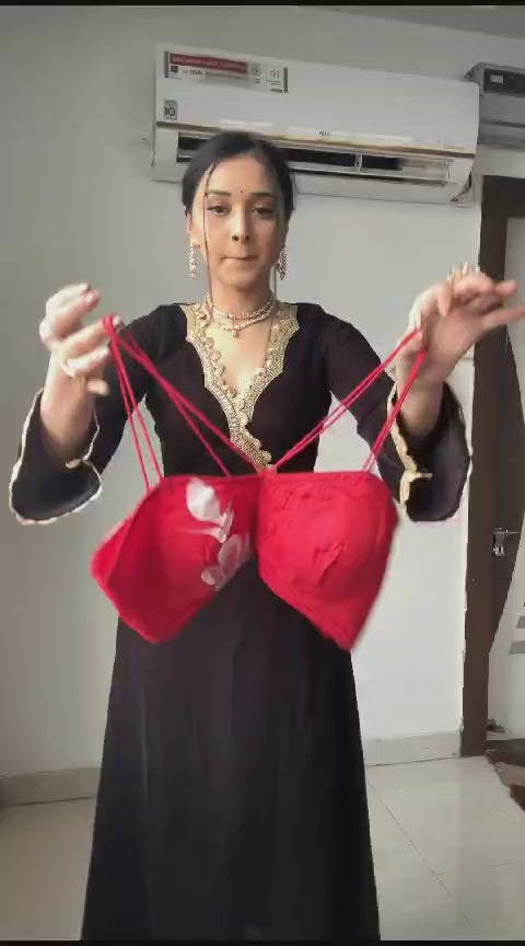 Gleaming 1-Minute Ready To Wear Red Georgette Saree