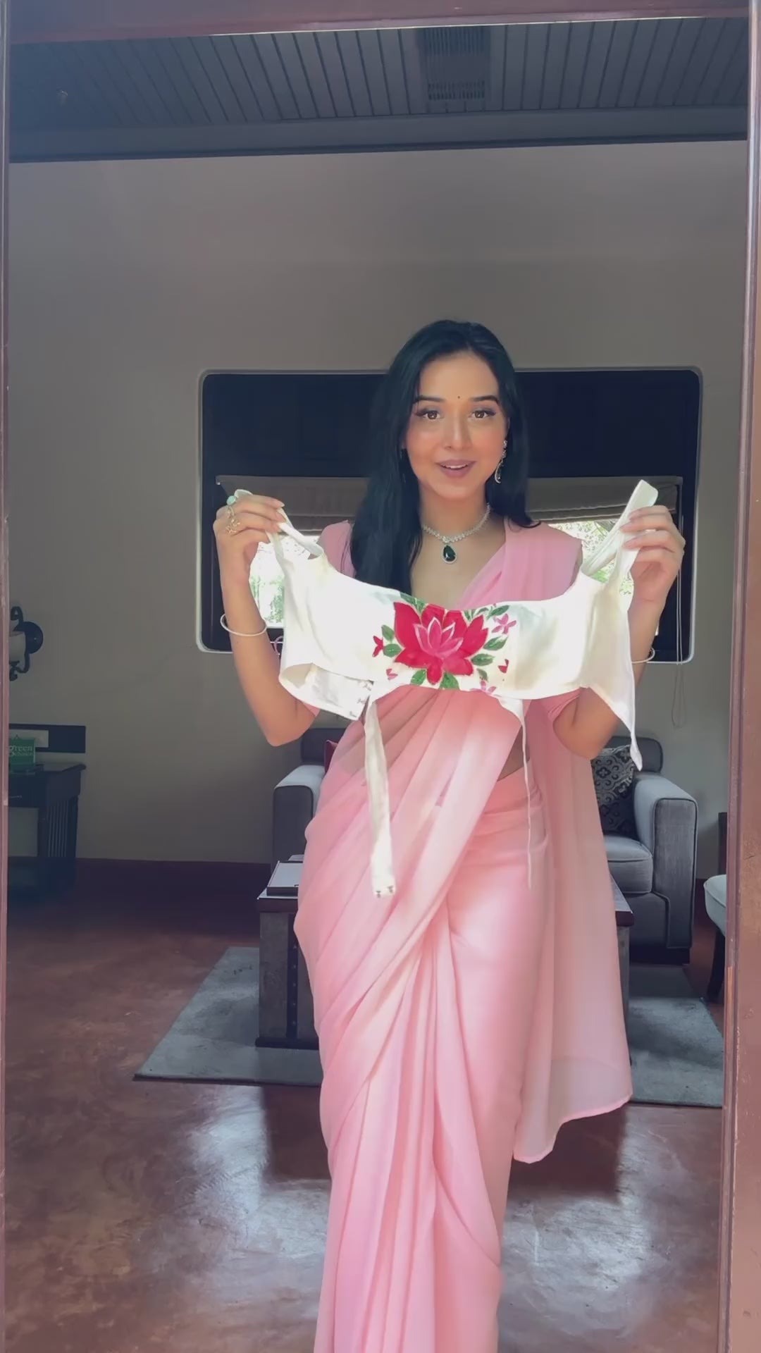 Opulent 1-Minute Ready To Wear White Organza Silk Saree