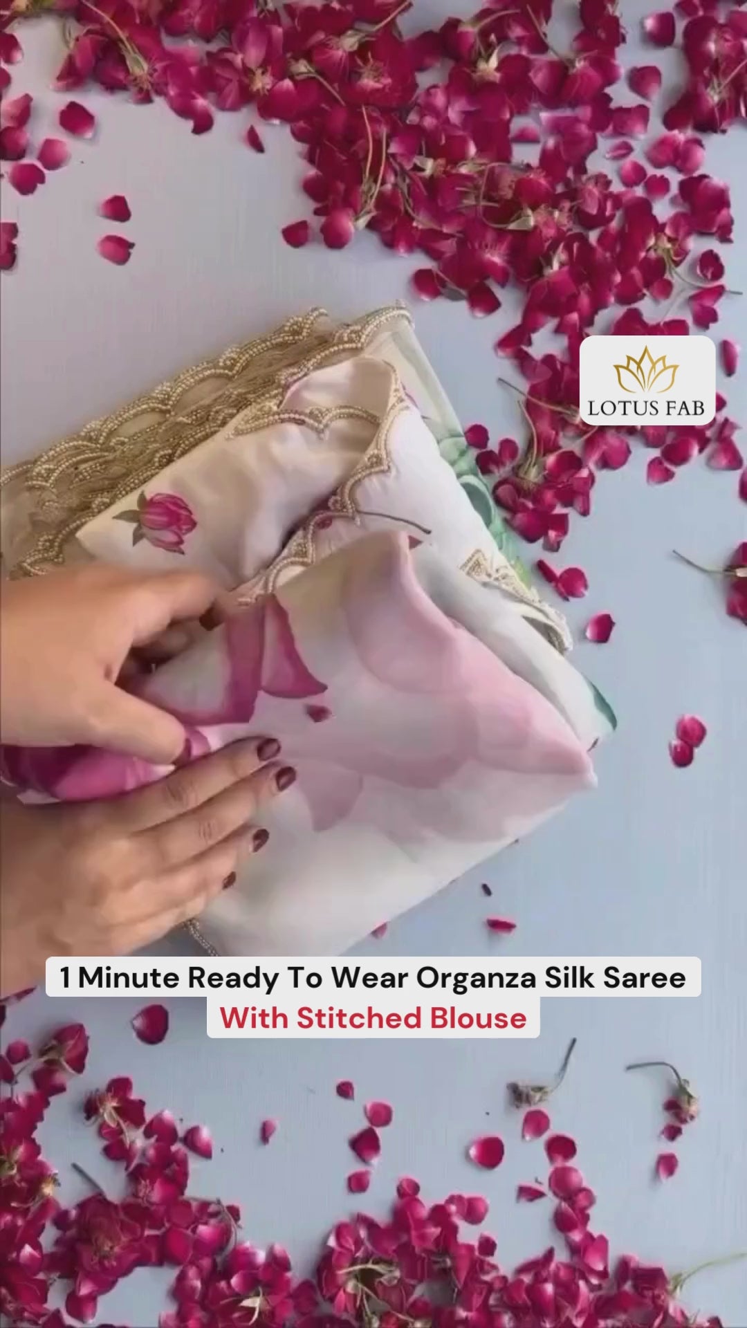 Jazzy 1-Minute Ready To Wear Off White Organza Silk Saree