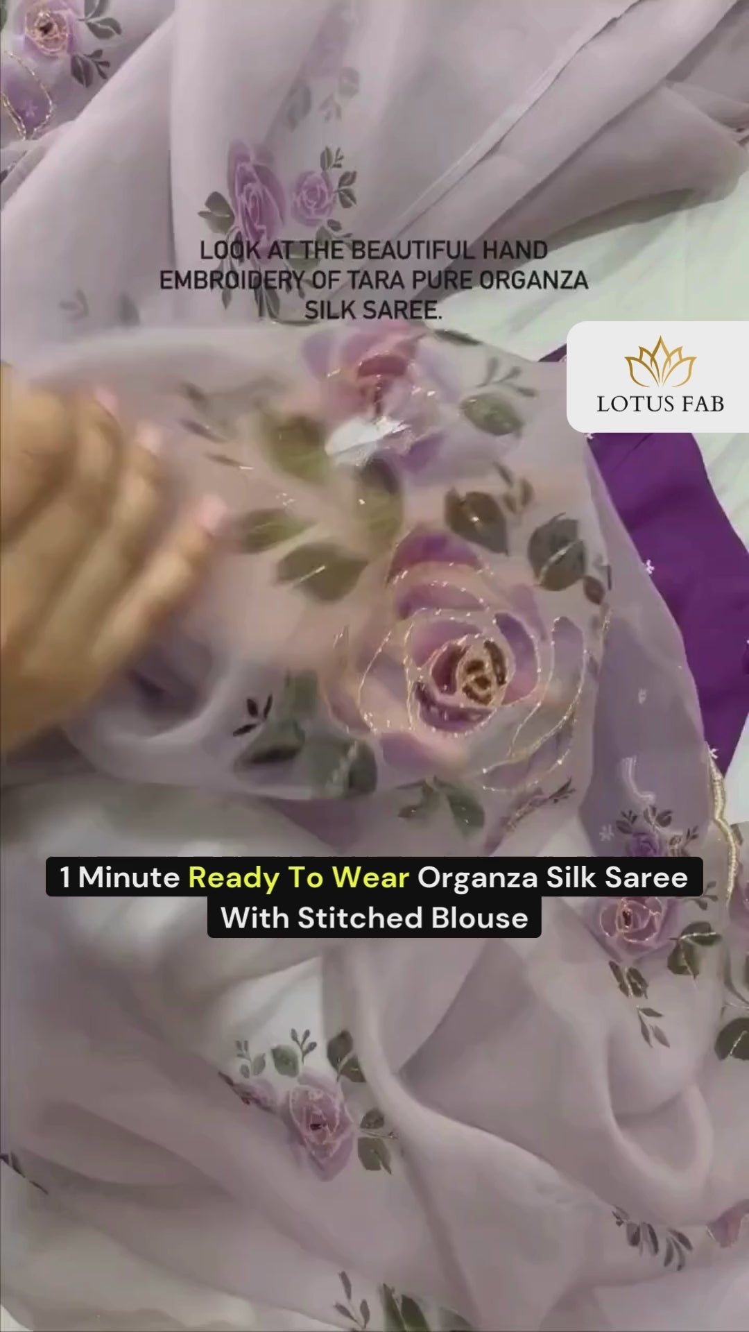 Exceptional 1-Minute Ready To Wear Lavender Organza Silk Saree