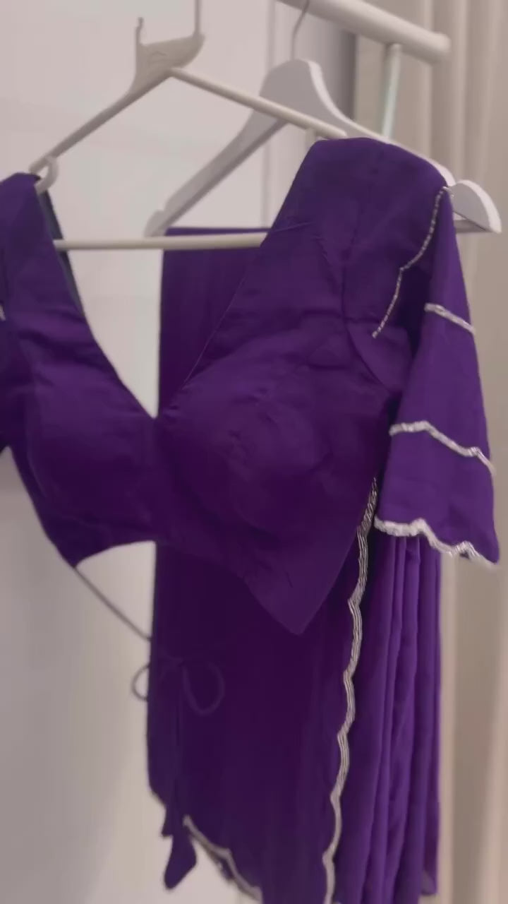 Cynosure 1-Minute Ready To Wear Purple Georgette Saree