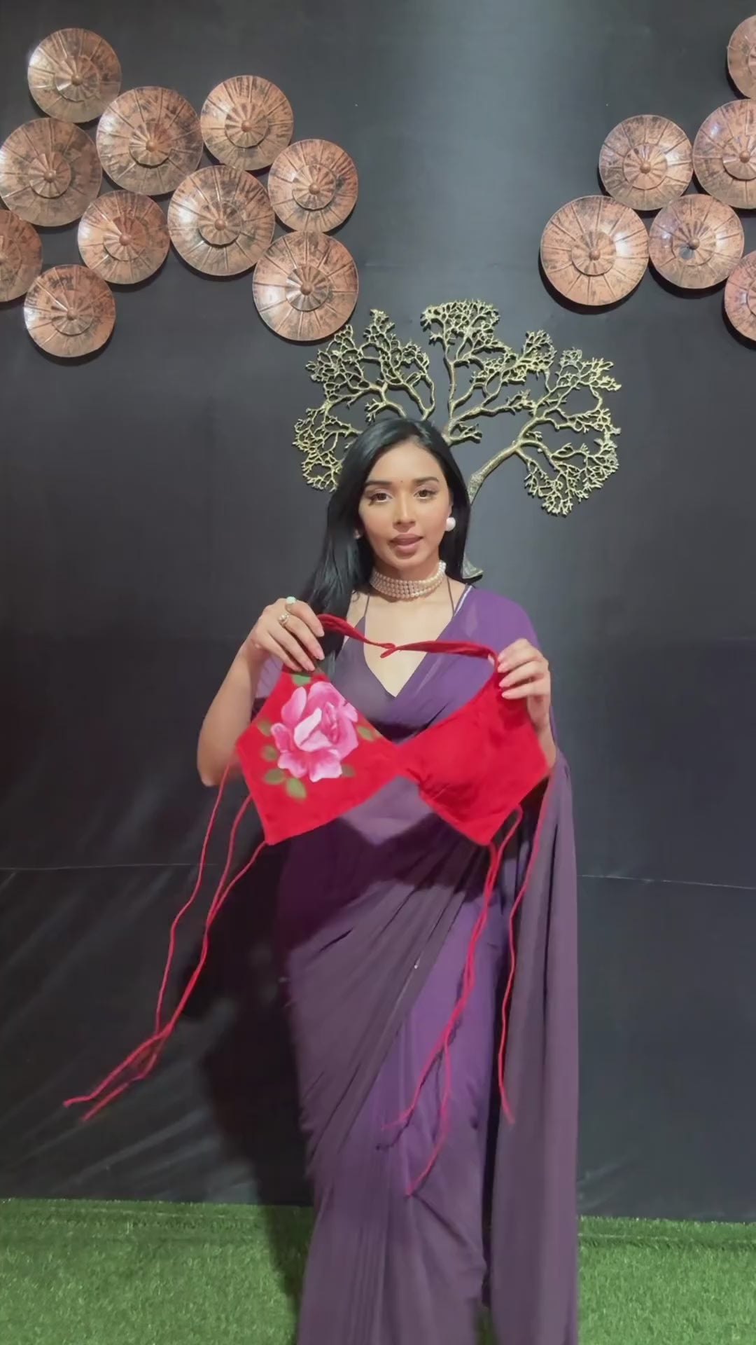 Bucolic 1-Minute Ready To Wear Red Georgette Saree