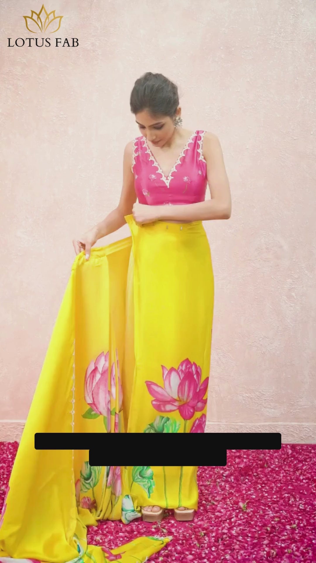 Intricate 1-Minute Ready To Wear Yellow Satin Silk Saree