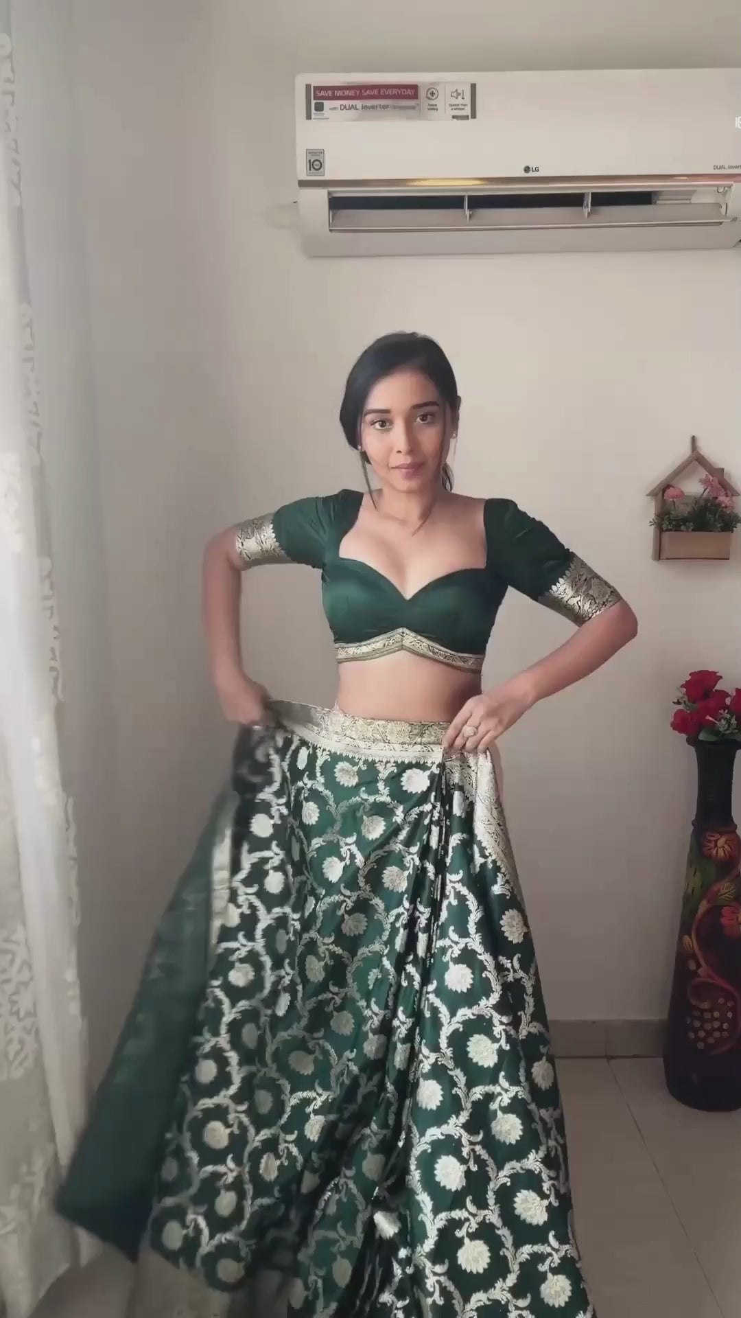 Charming 1-Minute Ready To Wear Green Soft Silk Saree