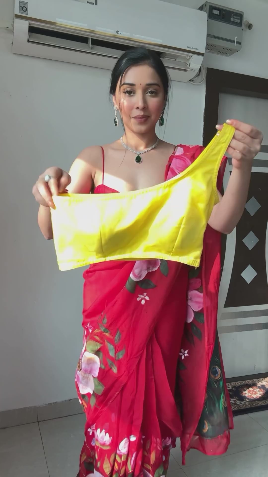 Evanescent 1-Minute Ready To Wear Yellow Organza Silk Saree