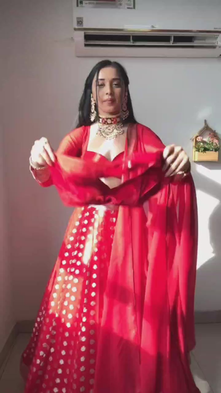 Winsome Red 1 Minute Ready To Wear Velvet Saree With Blouse Piece
