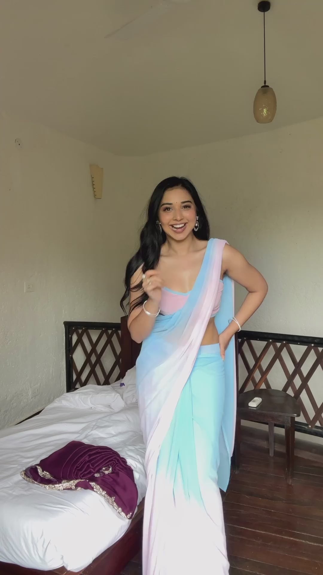 Prominent 1-Minute Ready To Wear Wine Satin Silk Saree