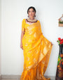 Sizzling 1-Minute Ready To Wear Yellow Cotton Silk Saree