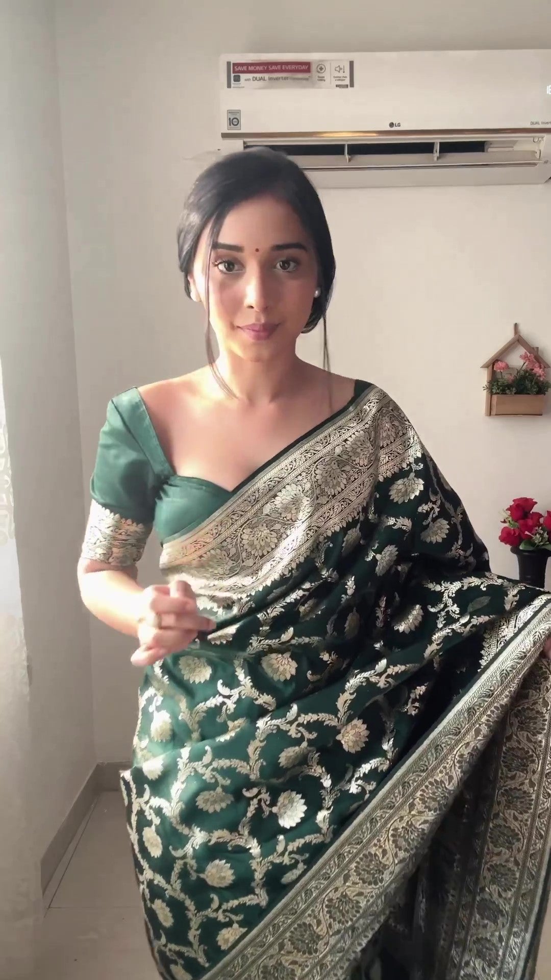 Charming 1-Minute Ready To Wear Green Soft Silk Saree - thelotusfab