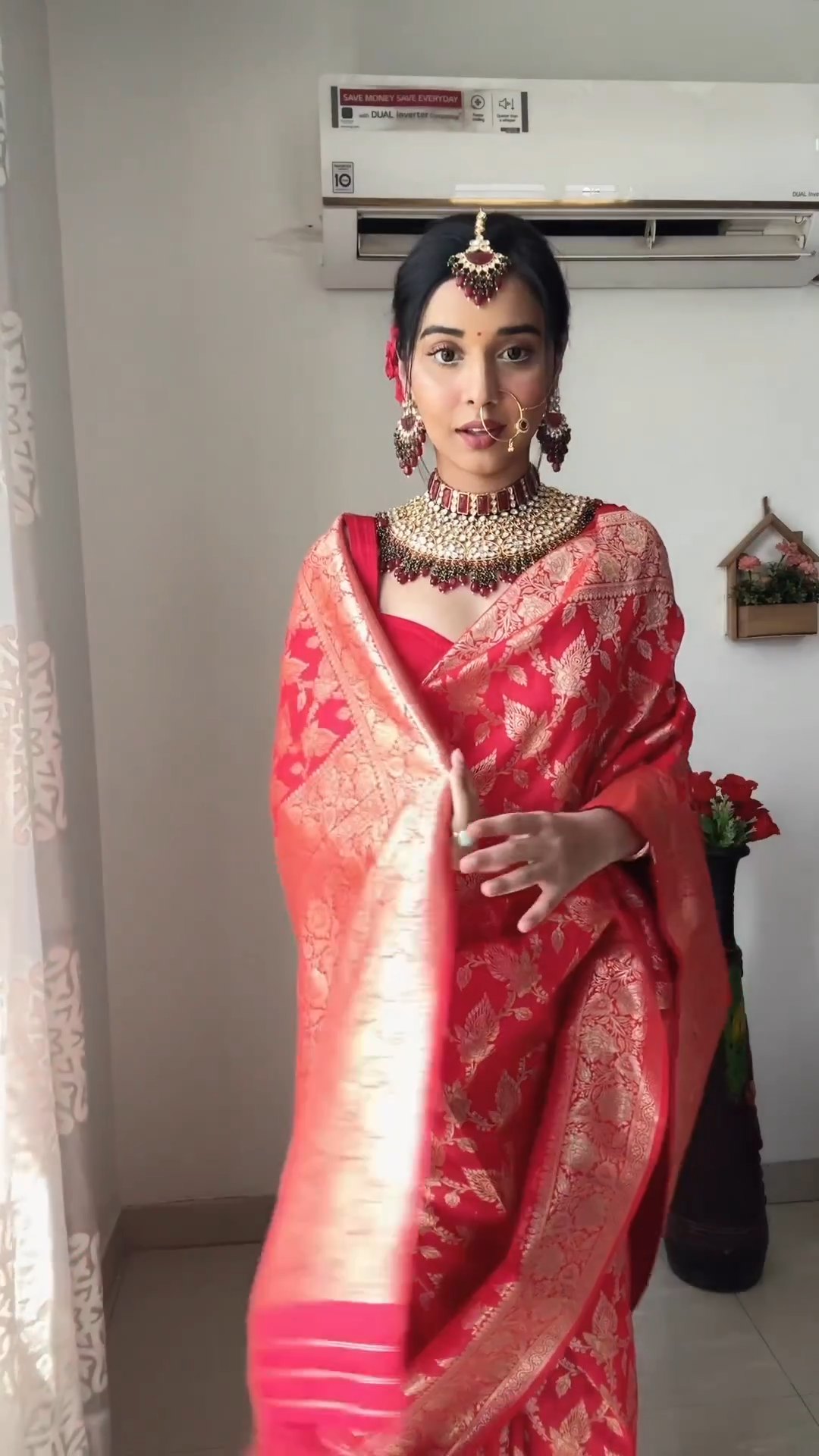 Murmurous 1-Minute Ready To Wear Red Soft Silk Saree - thelotusfab