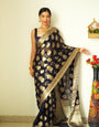 Magnetic 1-Minute Ready To Wear Black Cotton Silk Saree