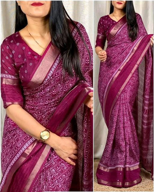 Incomparable Wine Digital Printed Dola Silk Saree With Amazing Blouse Piece - thelotusfab