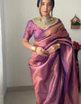 Quintessential 1-Minute Ready To Wear Purple Kanjivaram Silk Saree